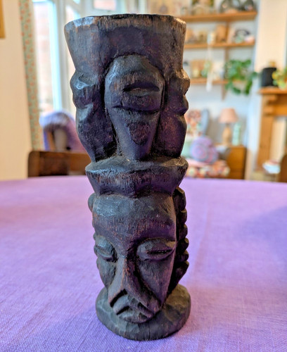 Carved wooden totem - wooden, pole