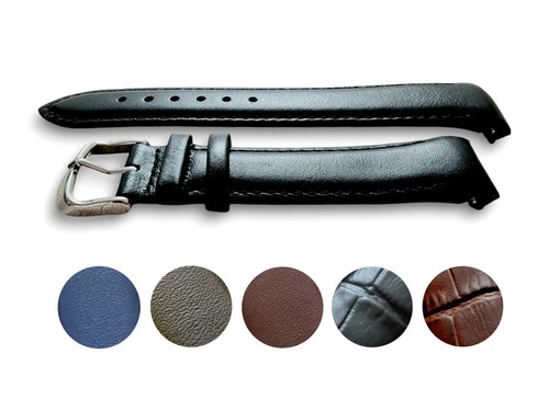 Curved end leather watch - watch, strap