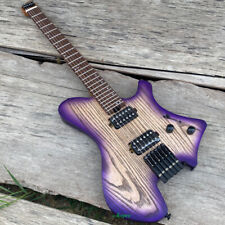 Acepro Upgraded Pro Headless Electric Guitar Purple Burst Color Reinforced Neck