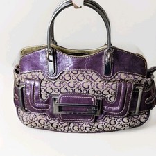 Rare Purple Beige Guess hand bag monogram y2k vtg buckle shoulder strap💜vintage