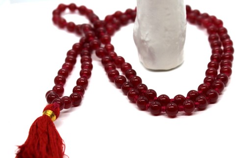 Red agate mala 108 necklace - red,