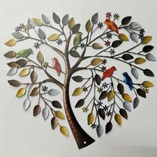TREE OF LIFE METAL WALL ART SCULPTURE HOME DECOR LEAFY BIRD ORNAMENT PICTURE