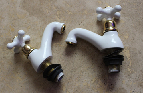 Pair cast brass white - brass, enamel