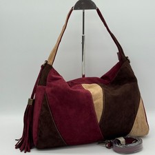 Faux Suede Bag Patchwork Slouch Zipped Soft Crossbody Shoulder Women's Handbag