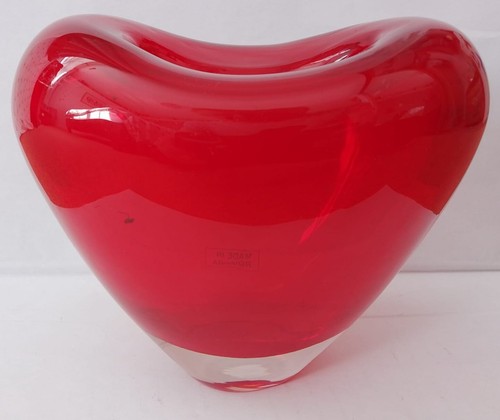 Vintage red art glass heart - red,