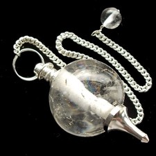 Clear Rock Quartz Crystal Ball Scrying Oracle Shew Stone Dowsing Pendulum Dowser