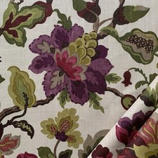 Sanderson Curtain Fabric AMANPURI ~ MULBERRY/OLIVE ~ 3.1m  ~  100% Linen Floral