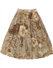 MARELLA Womens Pleated Skirt UK 10 Small W26 Brown Floral Viscose BJ56