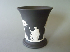 Wedgwood Black Jasperware Vase - Trumpet Flared Jasper Ware Posy Vase 9.5cm tall