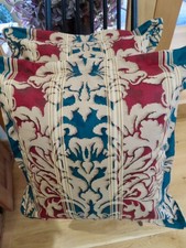 Sanderson Red / Green  - PAIR for 20" pads - Oxford Edge Cotton Cushion Covers