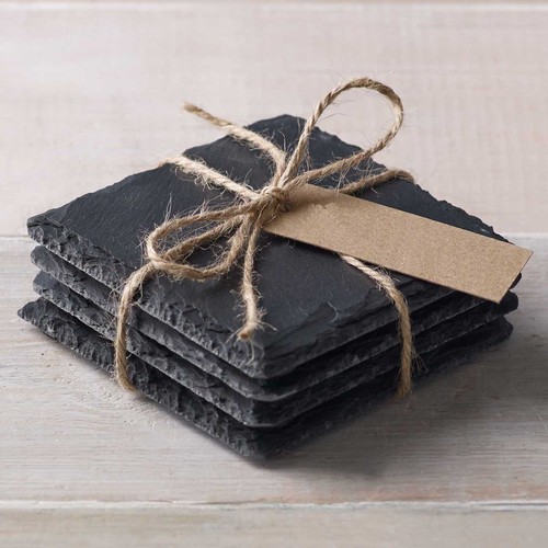 Slate coasters square round - slate,