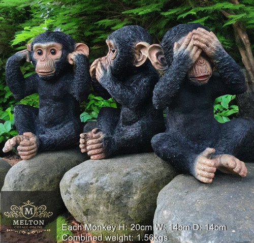 Wise monkeys garden statue - garden,