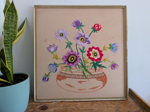 Vintage crewel needlepoint - crewel,