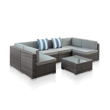 Grey Rattan Garden Sofa