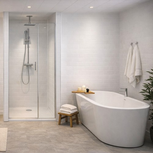 Tile effect shower wall panels - effect,