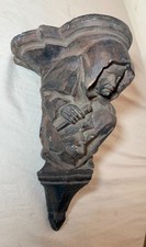 antique 19th century plaster pottery monk friar wall clock shelf sculpture