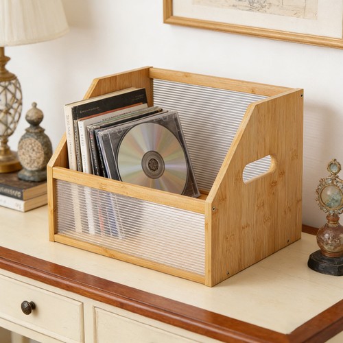 Bamboo record storage case - storage,