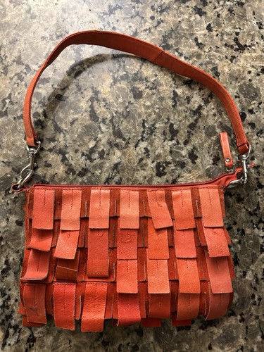 Vtg y2k suade orange fringe - orange,