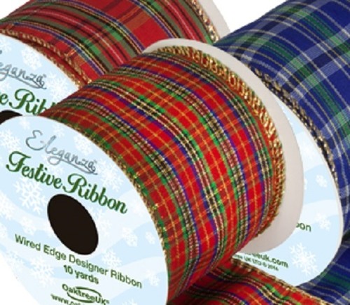 Tartan wired ribbon - ribbon, x