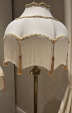 Victorian Traditional Downton Abbey Ivory Silk Mix Fringes lampshade 16in 40cm 