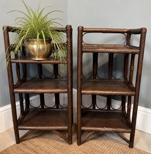 Pair vintage bamboo side - of,