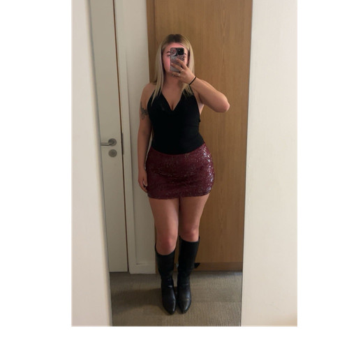 Bershka red sequin mini skirt - red,