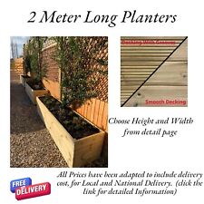 2 METRE LARGE WOODEN  PLANTERS - 2 & 3 Tier , Smooth / Decking / Country Style