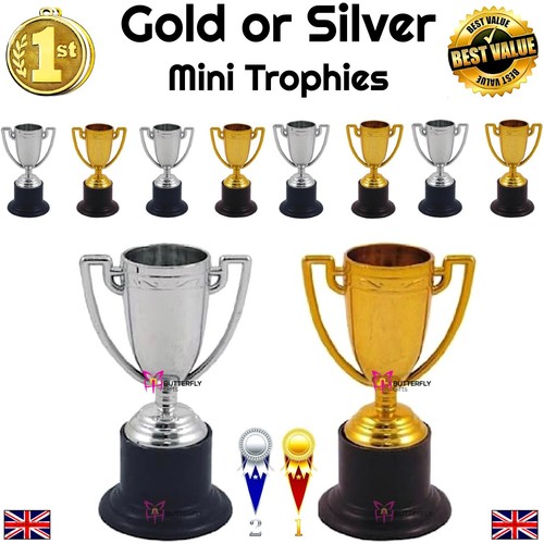 Mini gold silver trophy - gold, 10cm