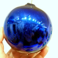 Witch Ball Kugel Christmas Ornament Antique Cobalt Blue Mercury Glass
