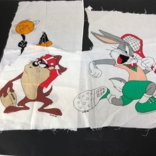 Vintage Remnant WB Bugs Bunny Taz Donald Duck Sports theme Fabric Material DIY