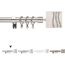 Extendable Curtain Pole 50-95in Rhinestones Finials Ø16/19mm Satin