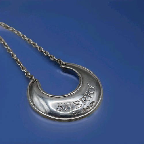 Sterling silver decanter label - silver,