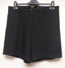 Next Smart Black Shorts Size 12 Front Pockets Turn Ups Button & Zip Fastening