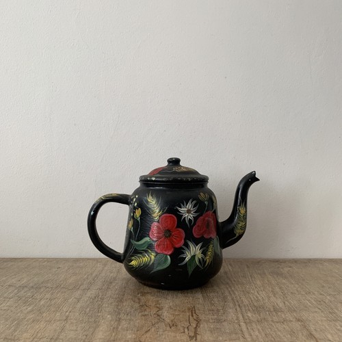 Vintage black floral enamel - vintage,