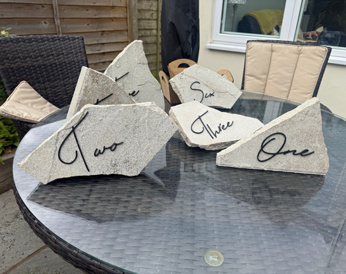 Stone wedding table - stone, numbers