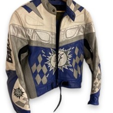 Vintage Luca Ferreira multi color leather motorbike jacket size M| SKU 346
