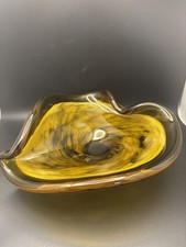Vintage Murano Style Glass Bowl Dish Amber 