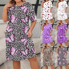 Women's Nightwear Nightdress PRINTED Nightie Nightshirts Pyjamas Plus Size 14-26