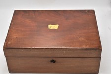Antique Mahogany Writing Slope Converted to Storage Box – Vintage Desk Organizer