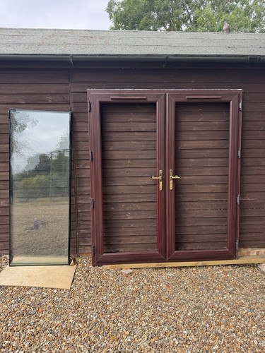 Upvc french doors patio - french, brown