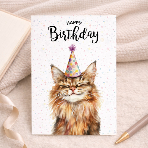 Maine coon birthday - card, for