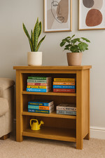 Small Oak Low Bookcase – Oakcroft Rustic Fully Assembled Bookshelf