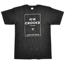 CROOKS and CASTLES NO 38 CROOKS BLACK  T-Shirt in Small or Medium