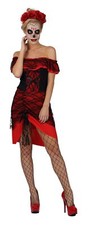 Ladies Womens Day of the Dead Fancy Dress Costume Halloween Outfit FREE POST FG