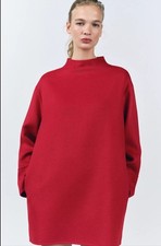 Zara Red Wool Blend Coat Dress, Size S, NWT