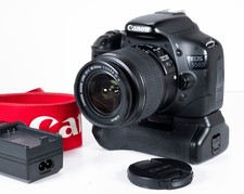 Canon EOS 550D 18MP DSLR Camera + 18-55mm IS II Lens, Battery Grip, 2x Batteries