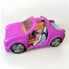 Polly Pocket Vintage 2005 Car & 2 Doll Figures Purple Girls Toy Cute Pink Blue