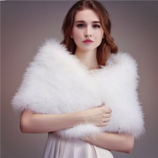 Real Ostrich Feather Fur Shawl Shrug Cape Wraps For Bride Wedding Party