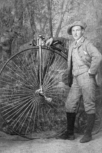Man with penny farthing - with, penny-farthing