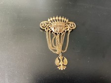 Vintage Crown Costume Prussian Eagle Dangle Brooch By Art.